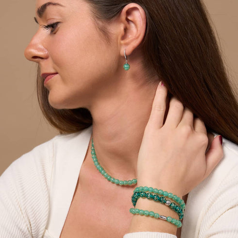 Cactus | .925 Sterling Silver | Firefly Glass Huggie Earrings